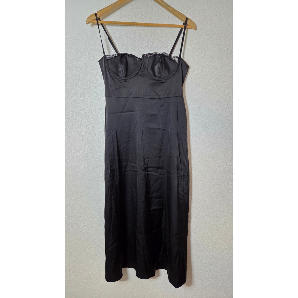 Black Romantic Underwire Bust Sultry‎ Dress Adjustable Straps Fitted Size S